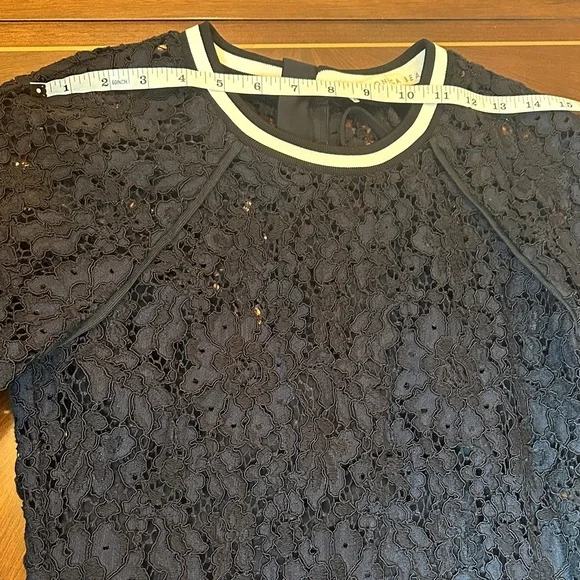 Veronica Beard Black Lace Zip-back Dress - Elegant Floral Lace Size S - Picture 4 of 13